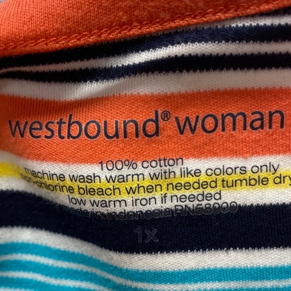 Westbound size 1X Colorful Striped Blouse 3/4 sleeves stretch comfy casual comfy - Picture 5 of 5